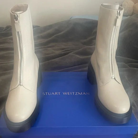 Stuart weitzman soho zip booties oat cream lug sole shoes 12 b new NIB ladies - Picture 10 of 17